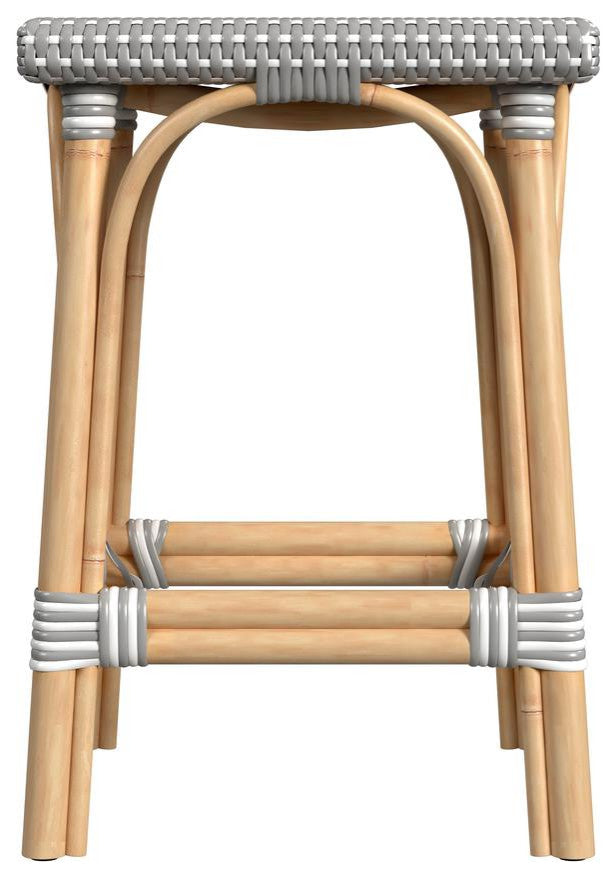 Riviera Square 24H  Rattan Counter Stool, Gray and White