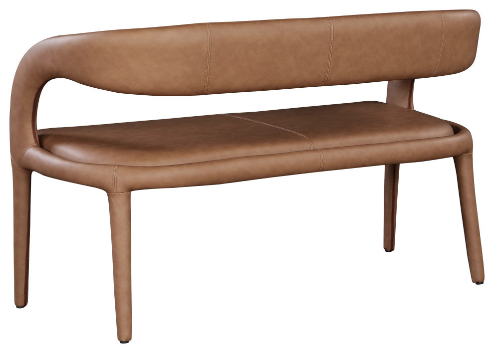 Sylvester Faux Leather Bench, Brown