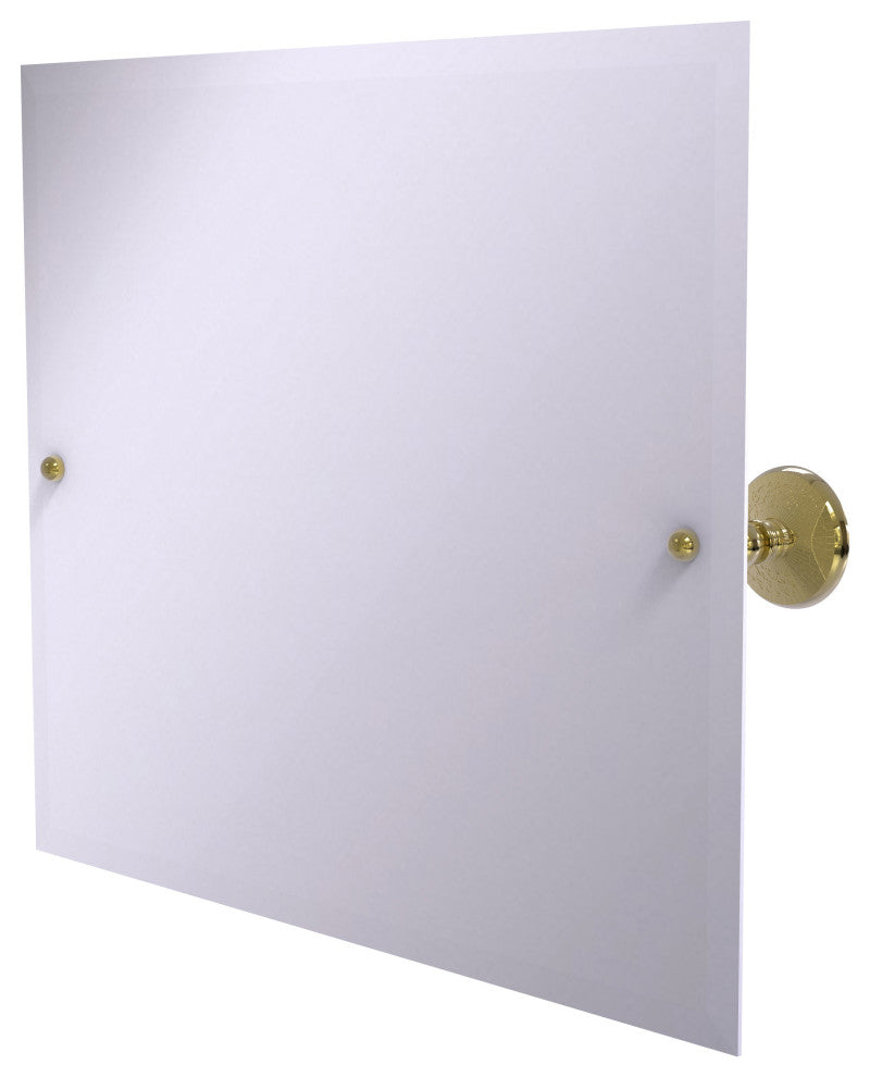 Frameless Landscape Beveled Edge Tilt Mirror, Unlacquered Brass