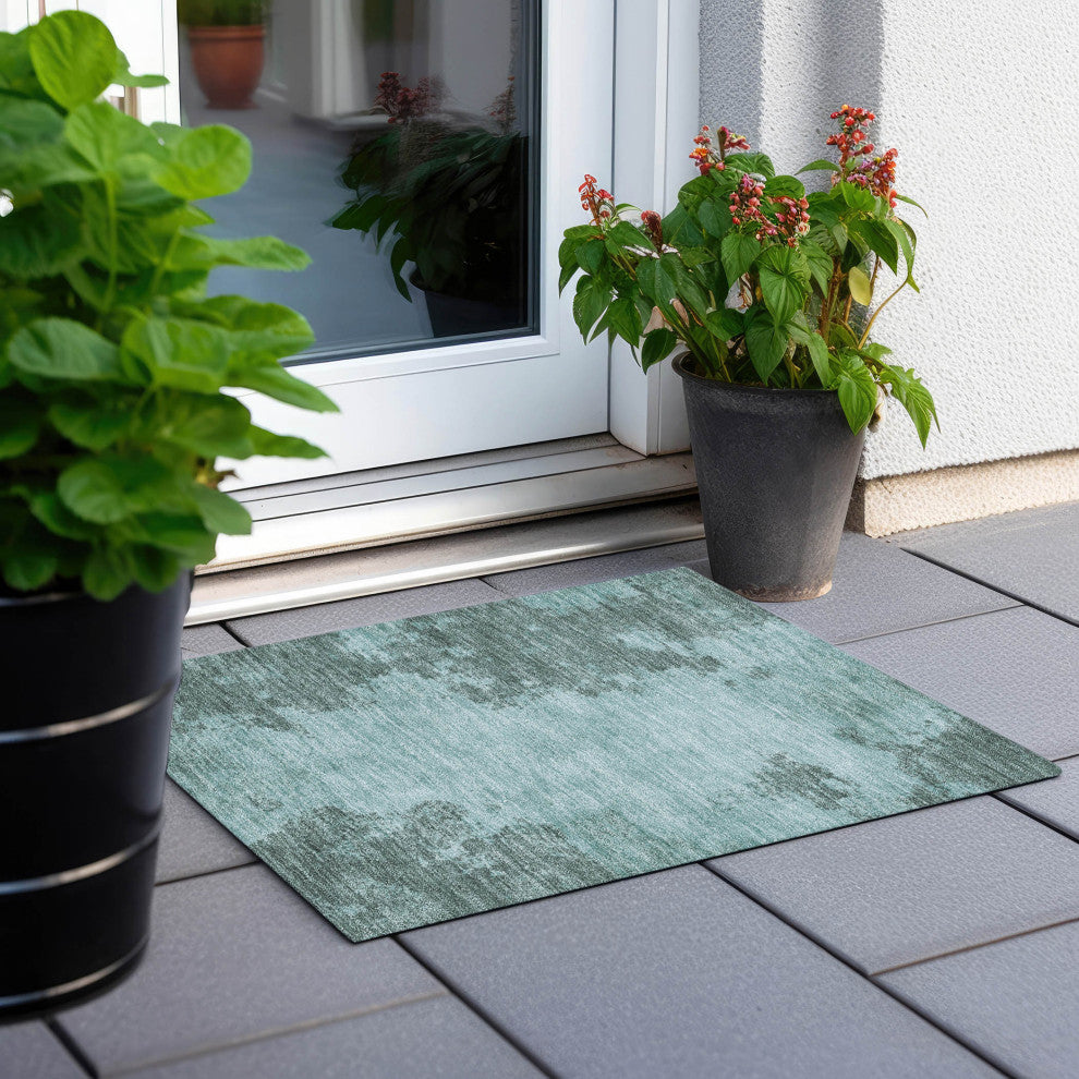 Machine Washable Indoor/Outdoor Chantille ACN1902 Teal 1'8" x 2'6" Rug