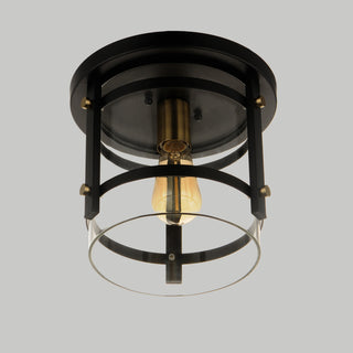 Maxim 2641 Capitol 10"W Flush Mount Ceiling Fixture - Black / Antique Brass