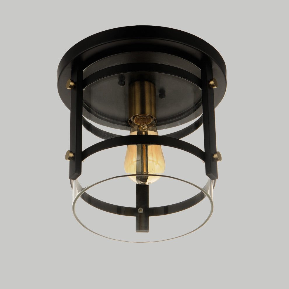 Maxim 2641 Capitol 10"W Flush Mount Ceiling Fixture - Black / Antique Brass