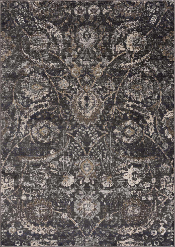 Hauteloom Georgiana Charcoal Area Rug, 4'3"x5'7" Rectangle