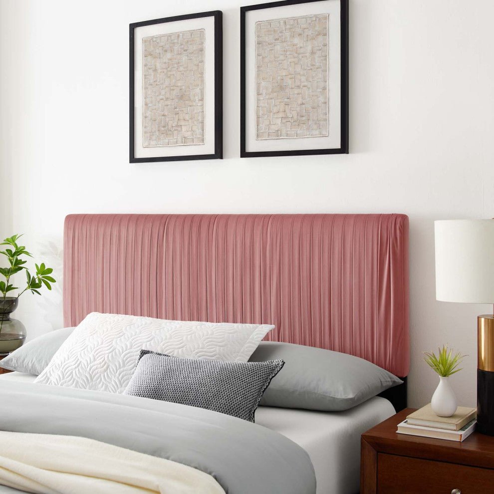 Tufted Headboard, Full Queen Size, Velvet, Pink, Modern Contemporary, Bedroom