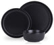 Stone Lain Logan Stoneware 24 Piece Dinnerware Set, Black