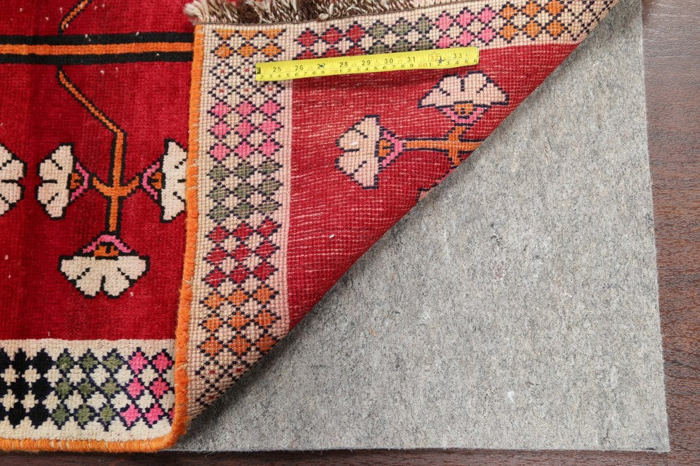 Consigned, Hand-Knotted Persian Traditional Gabbeh Oriental 6 ft Rug, Red, 3'x6'