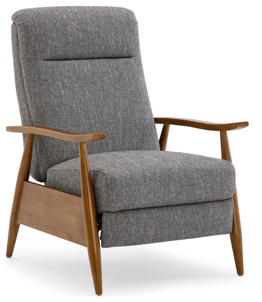 Terni Wood Arm Push Back Recliner, Performance Fabric, Ashen Gray