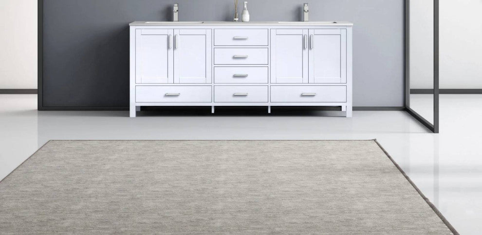 Jacques 80" White Double Sink Vanity with Quartz Top, No Mirror