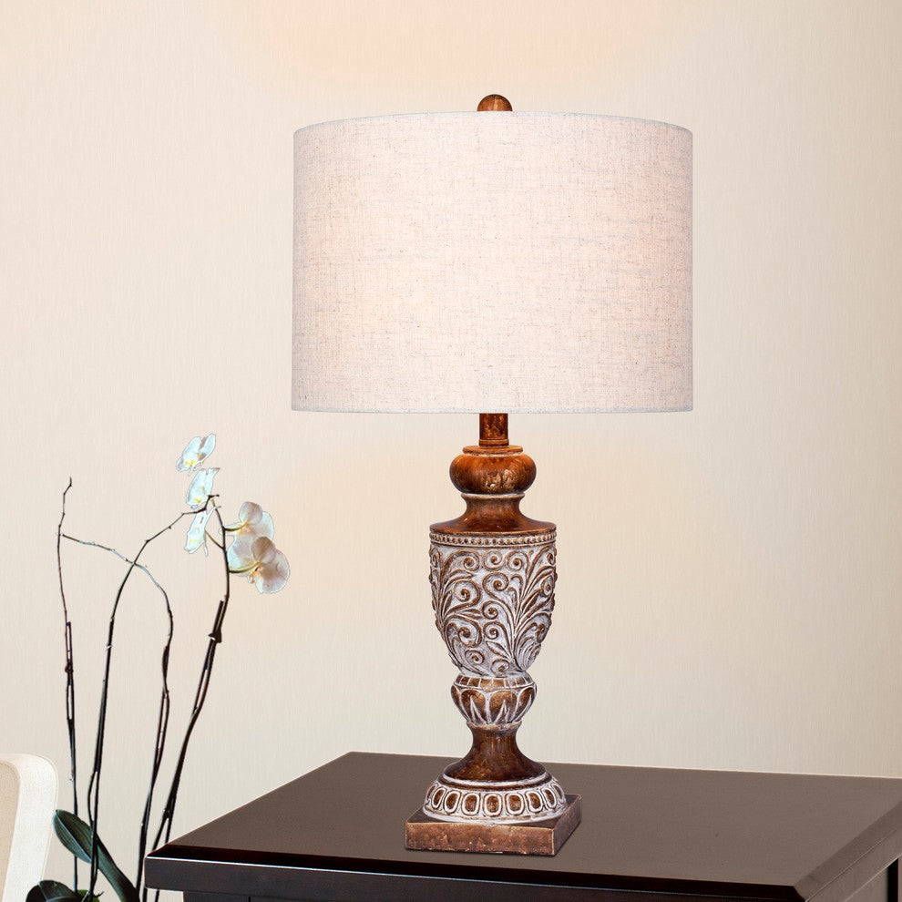 Urn Resin Table Lamps, In Antique Brown, 26.5"