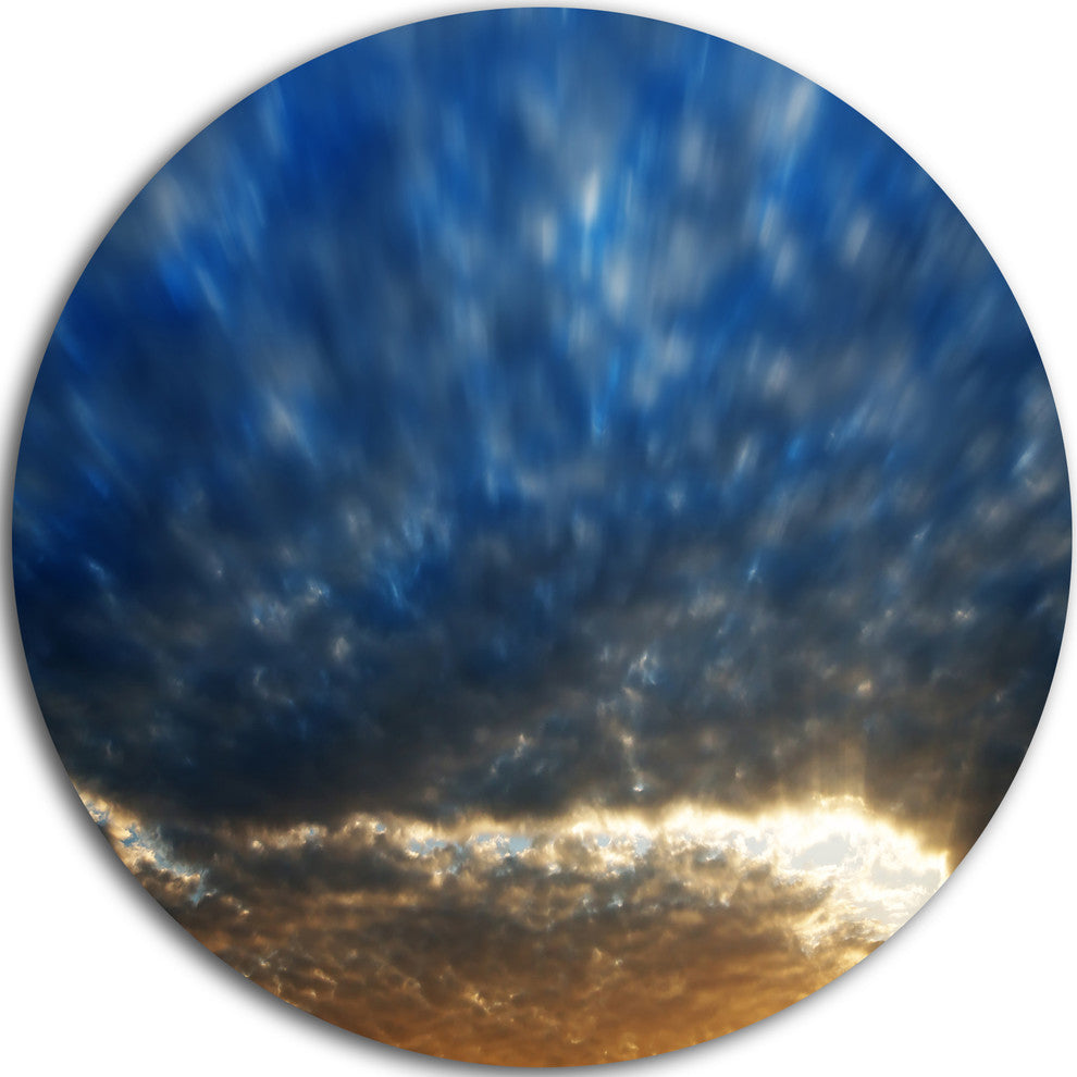 Dramatic Blue And Brown Skies, Seascape Disc Metal Wall Art, 11"