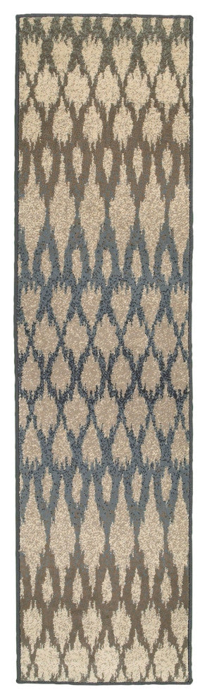 Ivory Gray Light to Dark Geometric Indoor Runner Area Rug