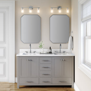 3-Light 22" Bathroom Vanity Light Clear Seedy Glass, Chrome