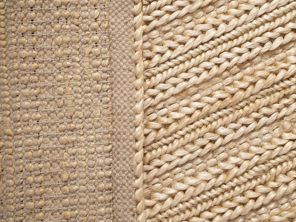HAND KNOTTED SUMAK JUTE ECO-FRIENDLY SOLID AREA RUGS, Ivory,Solid,Outdoor Indoor, [Rectangle] 5'x8'