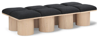Pavilion Boucle Fabric Upholstered 8-Piece Modular Bench, Black, Natural Finish