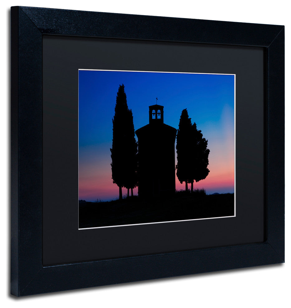 Michael Blanchette 'Vitaleta Chapel' Art, Black Frame, Black Mat, 14x11