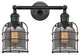 Small Bell Cage 2-Light Bath Vanity-Light, Matte Black, Plated Smoke
