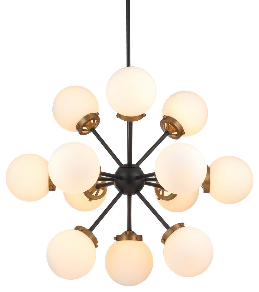 13 - Light Sputnik Chandelier in Black and Brass - Mid-Century Modern