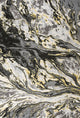 Swirl Marbled Abstract Area Rug, Black/Yellow, 3 X 5