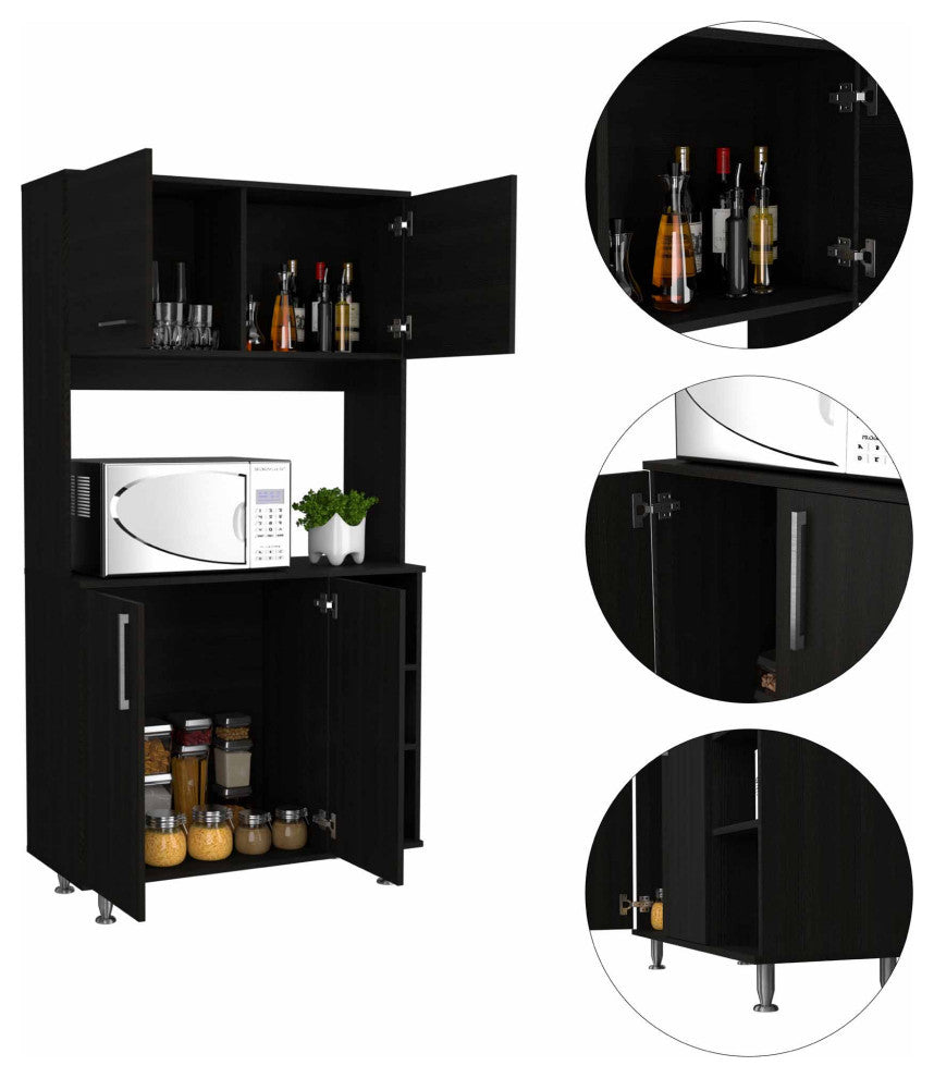 Colorado Multipurpose Pantry Cabinet with Open Counter & Three Open Shelves