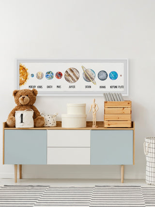 "The Planets in Order" Framed Painting Print, 45x15