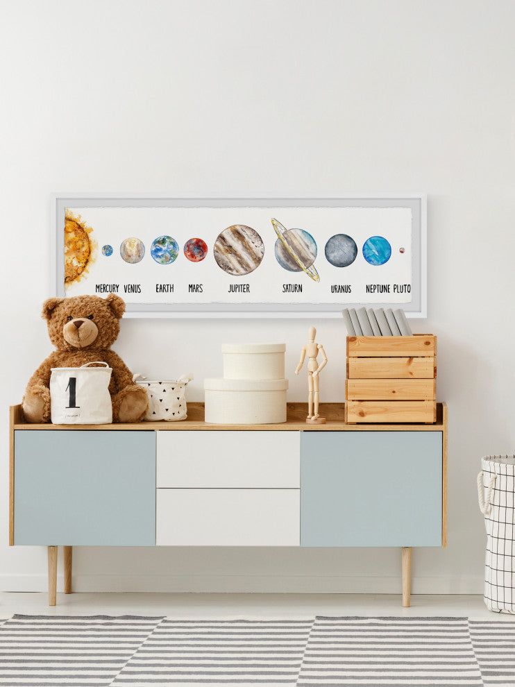 "The Planets in Order" Framed Painting Print, 45x15