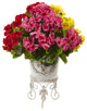 Geranium With Metal Planter UV Resistant, Indoor/Outdoor