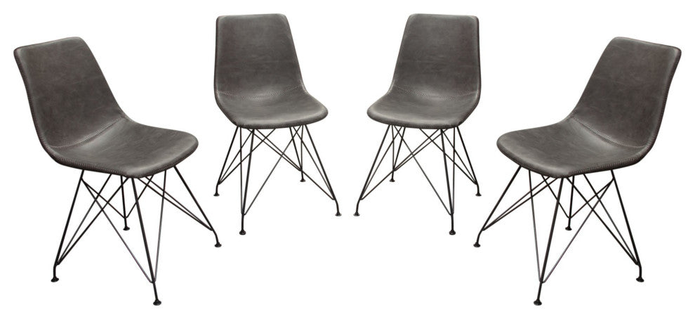Theo 4 Dining Chairs With Metal Base, Weathered Gray