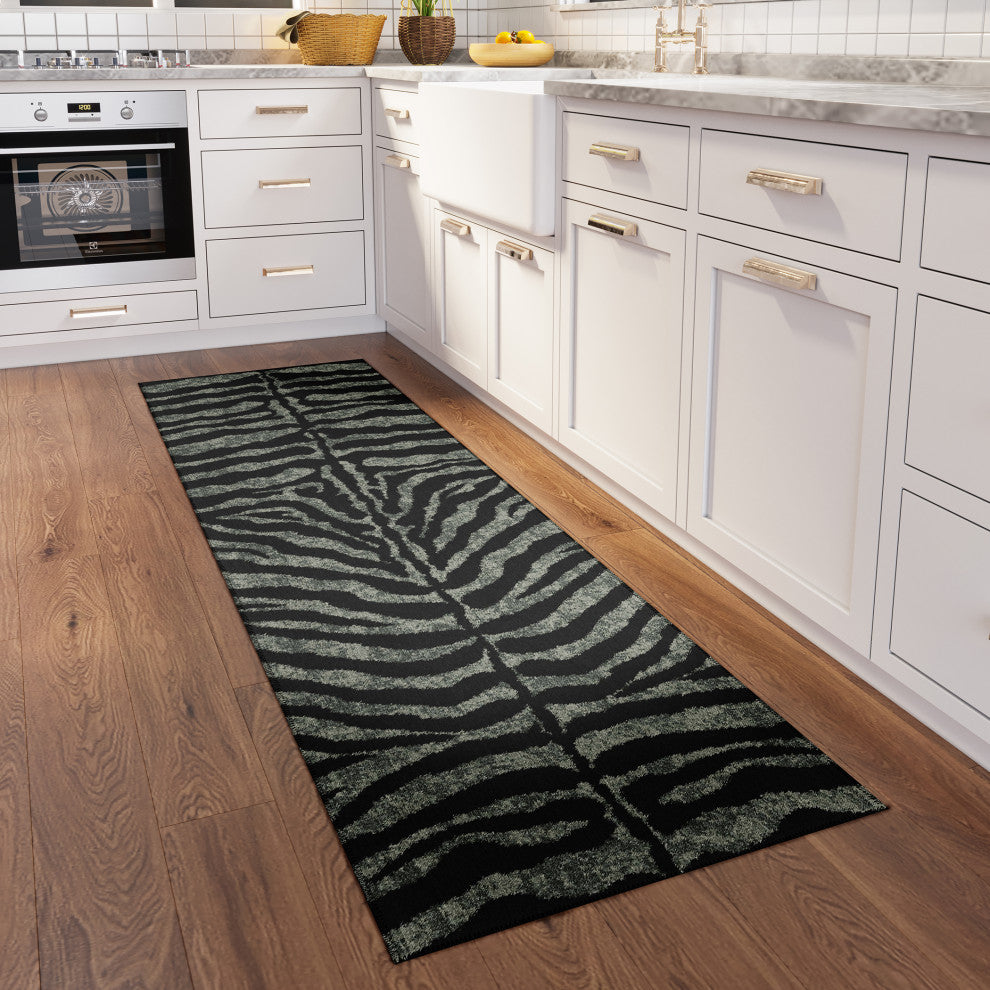 Indoor/Outdoor Mali ML1 Midnight Machine Washable 2'3" x 7'6" Runner Rug