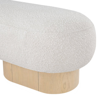 Robertson Boucle Fabric Upholstered Bench, Cream, Natural Oak Finish