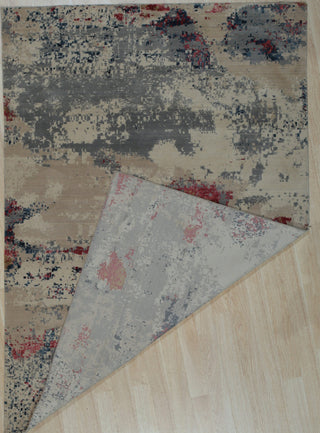 Ivory / Red Contemporary Modern Hand Crafted Area Rug