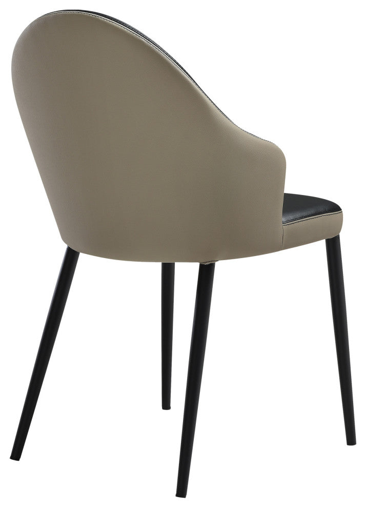Rocco Upholstered Dining Chair, Taupe Gray and Black Faux Leather Set of 2