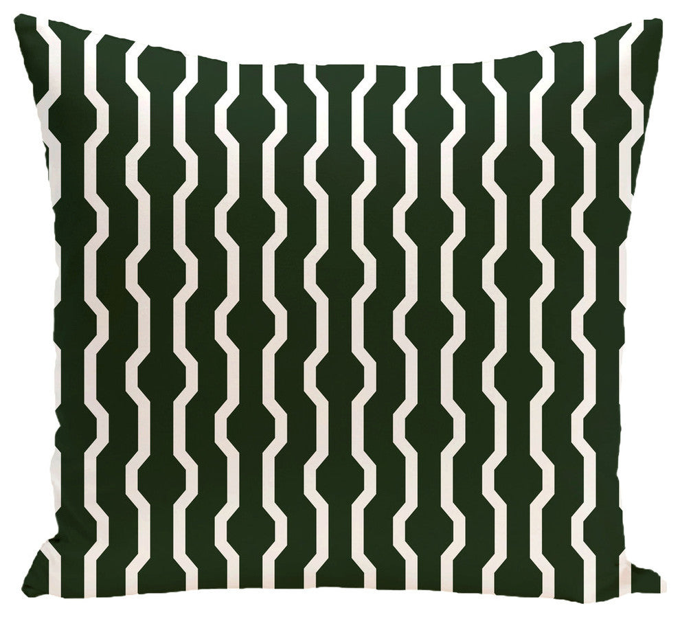Nuts And Bolts, Decorative Geometric Print Pillow, Dark Green, 16"x16"