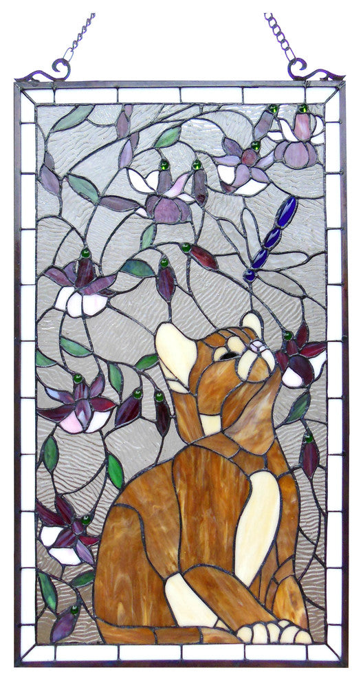 Miaou Tiffany-Glass Window Panel