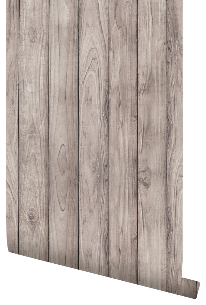 Wood Peel and Stick Vinyl Wallpaper, Gray, 24"w X 60"h