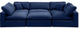Comfy Upholstered U-Shaped Modular Sectional, Navy, 6-Piece: 3 Armless Chair, 2 Corner Chair, 1 Ottoman, Velvet