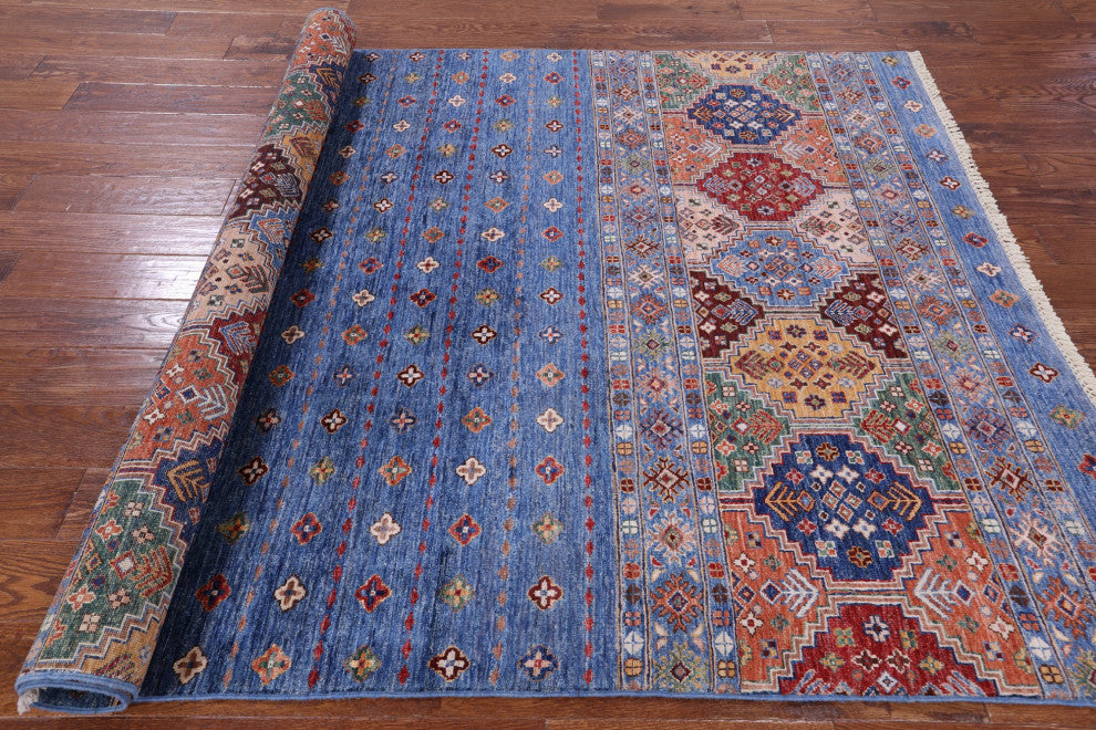 Super Kazak Khorjin Hand Knotted Wool Rug 5' 7" X 7' 10" Q10098
