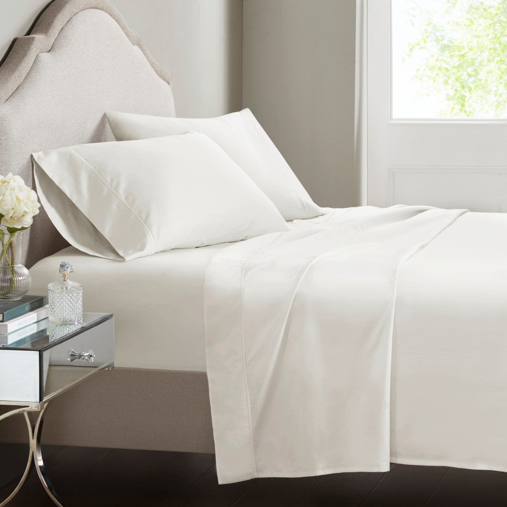 Croscill Sateen Weave 500TC 100% Egyptian Cotton Sheet Set, White, King