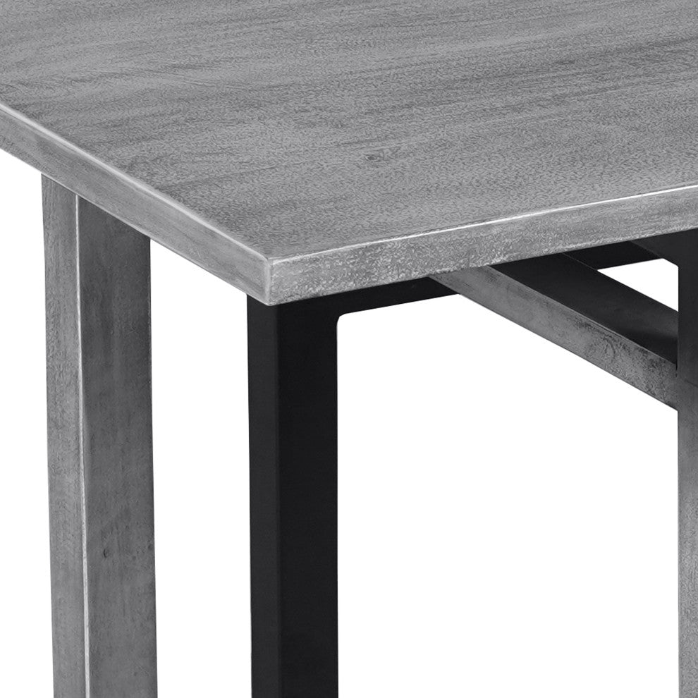 72" Dining Table Rectangular Mango Wood Top Metal Interlocked Base Brown Gray