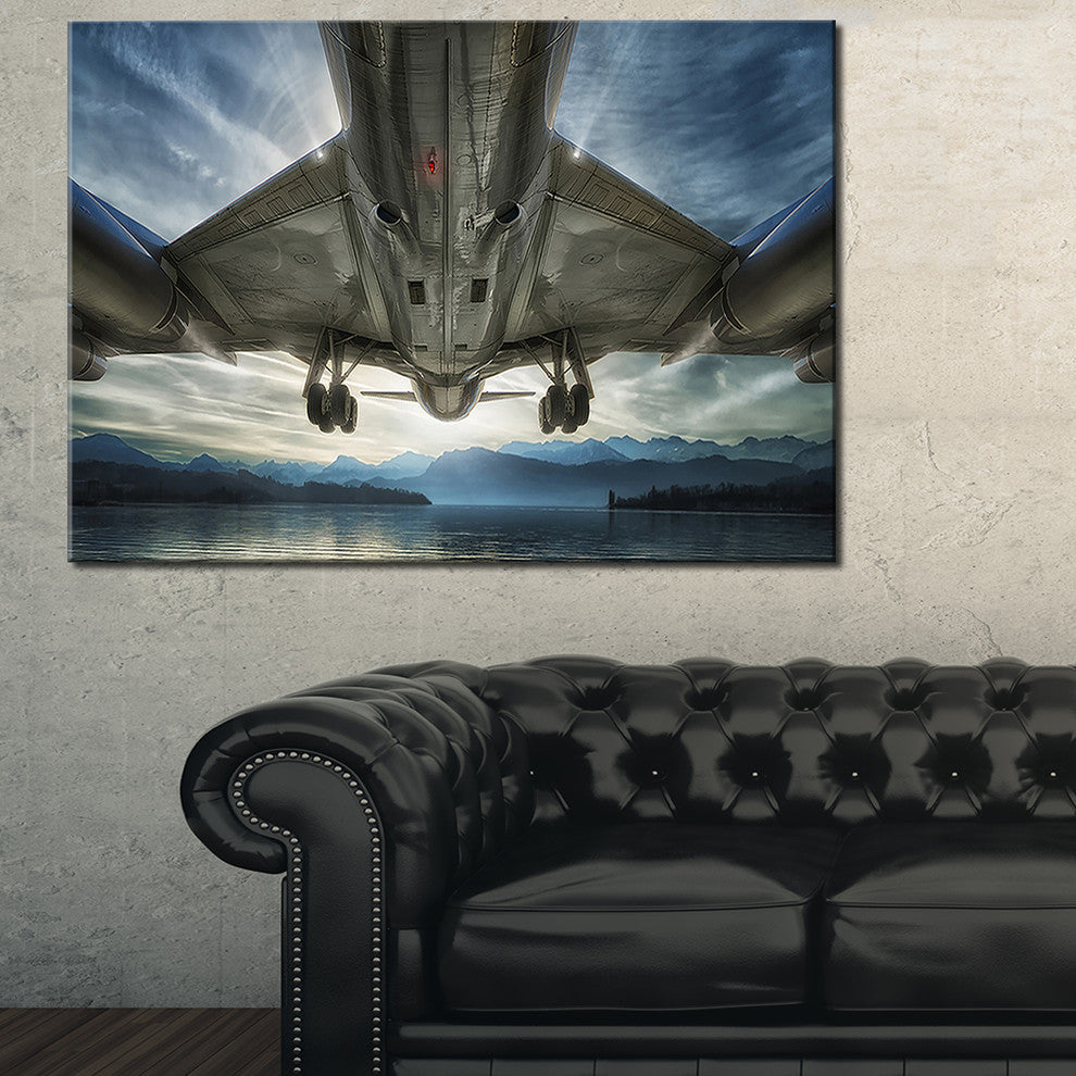 "Plane Over Beach and Sea" Seashore Photography Canvas Print, 40"x30"