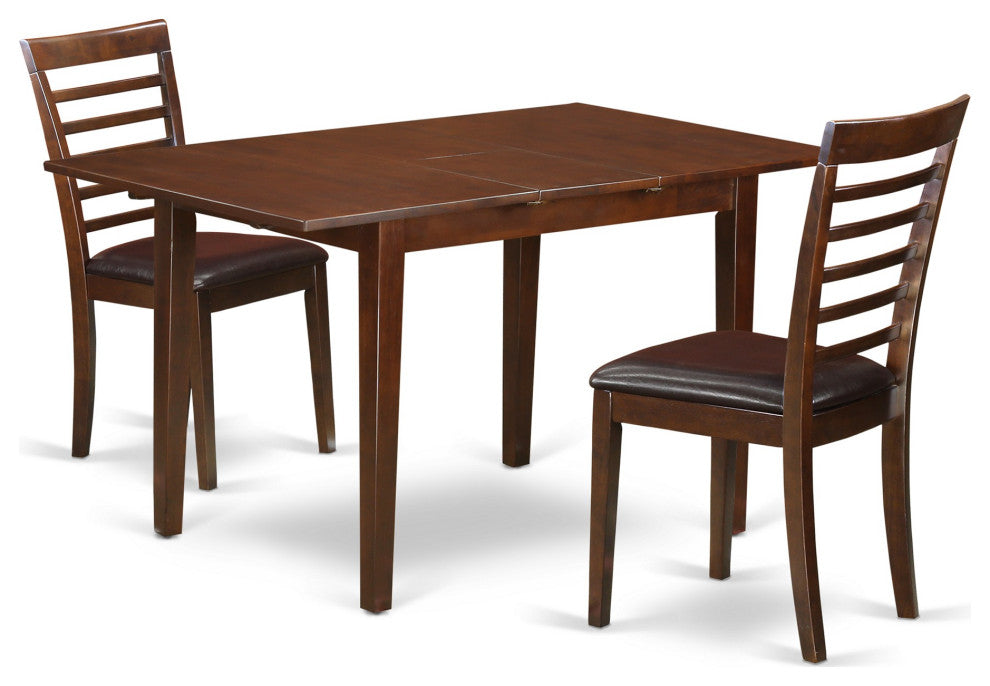 3 Pc Small Kitchen Table Set - Table With Leaf And 2 Kitchen Dining Chairs