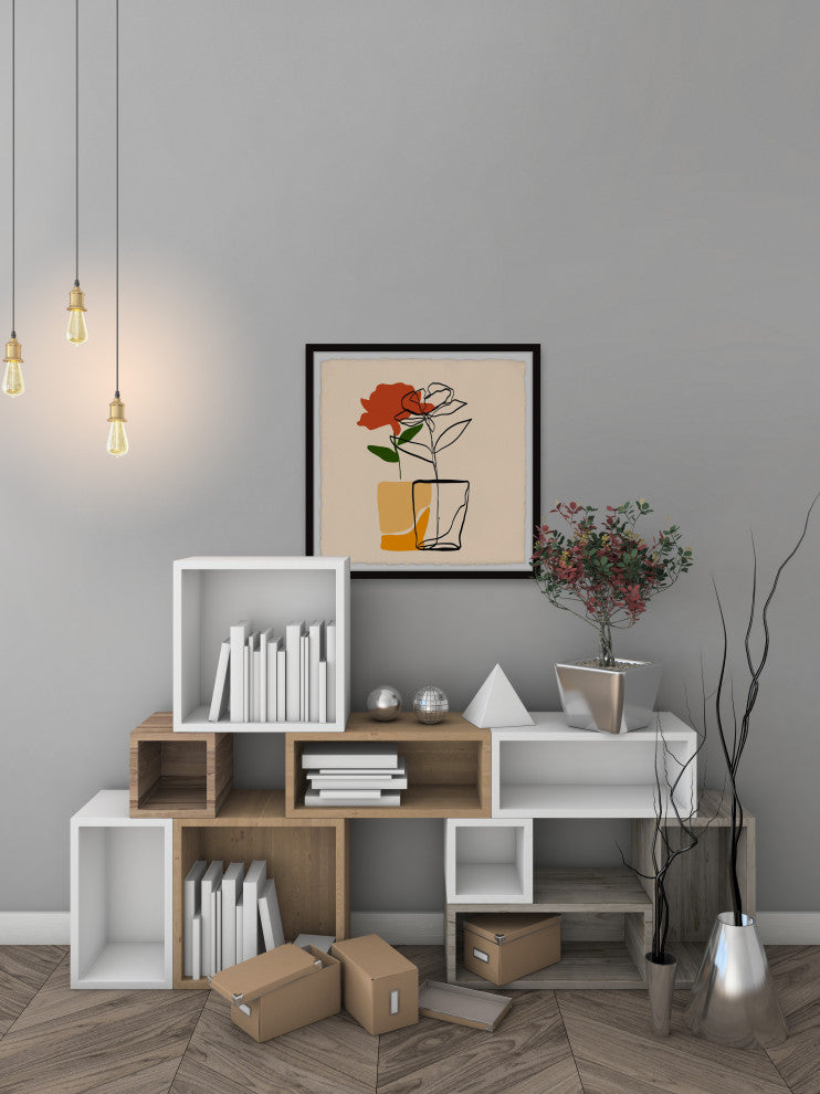 "A Single Flower" Framed Painting Print, 12x12