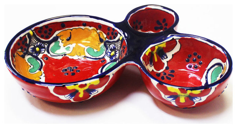 Talavera 3-Compartment Olive Dish