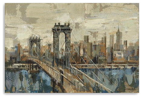48" Vintage Inspired NYC city skyline Canvas Wall Art
