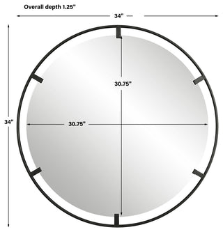 Uttermost Cashel Round Mirror, Iron Frame/Satin Black