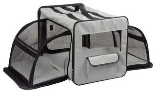 Dual-Expandable Wire Folding Lightweight Collapsible Pet Crate, Gray, X-Small