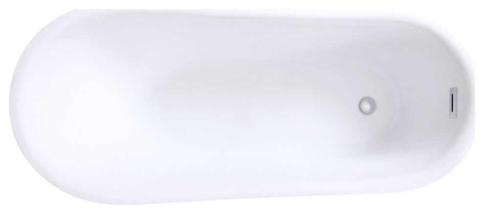 ARIEL Milan 67" Acrylic Freestanding Bathtub Polished Chrome and Overflow Drain