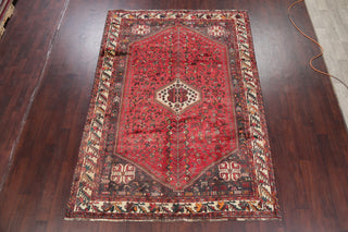 Consigned, Faded Vintage Traditional Handmade Persian Abrash Area Rug, Red, 7x10