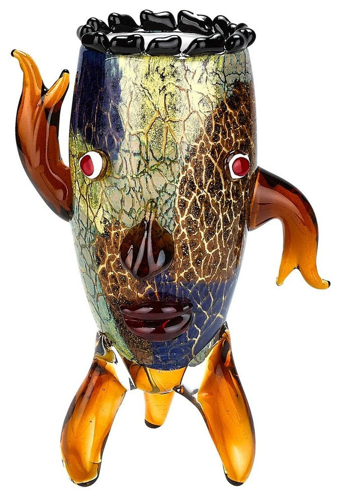 Badash J524 Murano Style Art Glass 13" Vase With a Face!