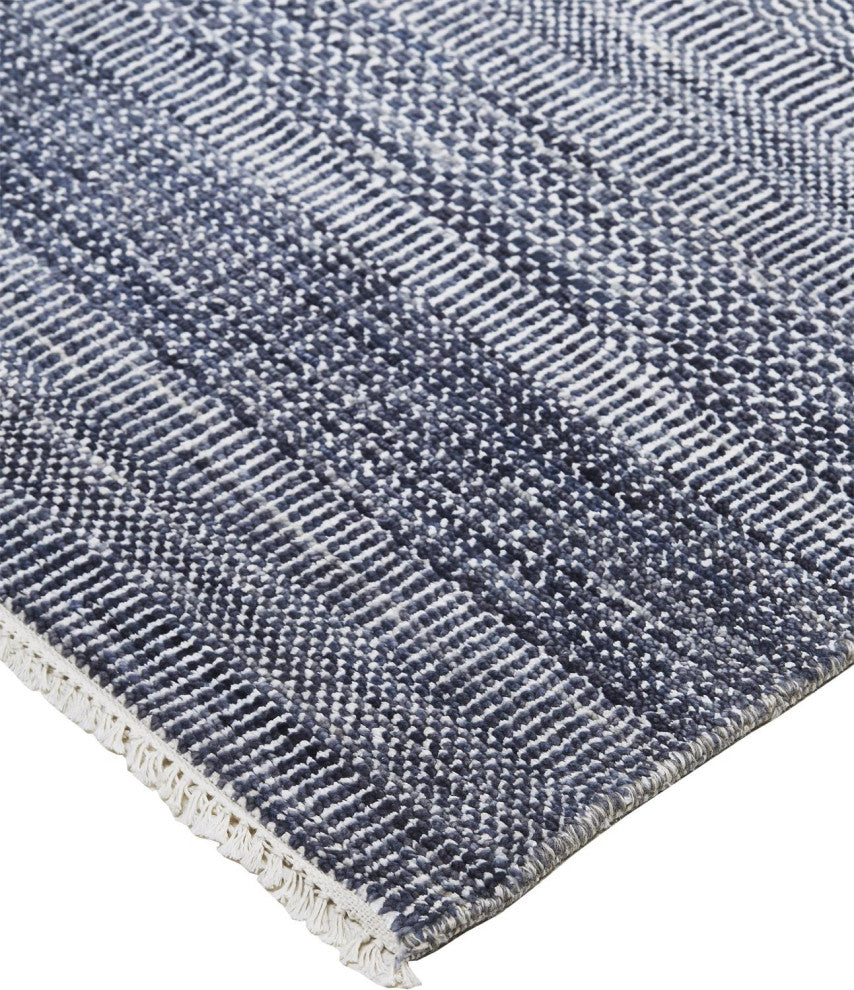 Caldecott Classic Striped Rug, Navy Blue, 2'6"x12'