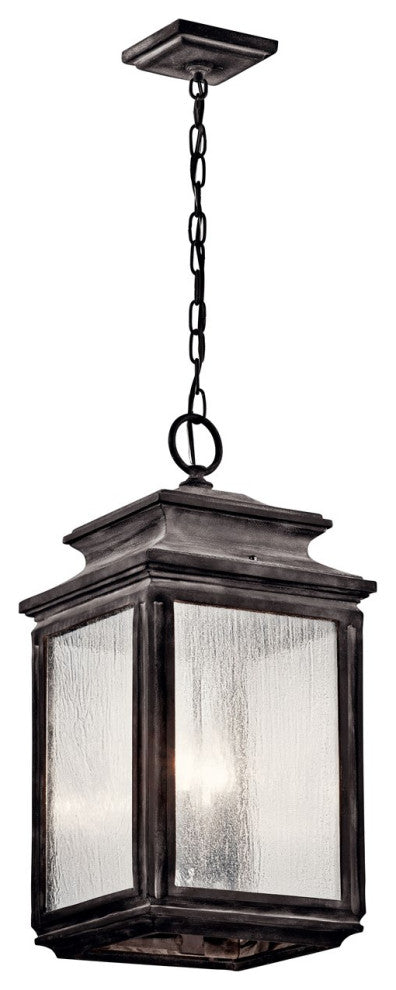 Kichler Wiscombe Park 4 Light Outdoor Hanging Pendant in Weathered Zinc